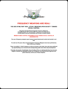 Frequency Weapons, The Use of Military 'Non - Lethal' Weapons Upon Society Toward Social Control - Project Freedom Network